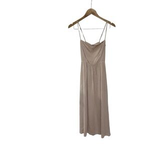 Reformation Beige Viscose Sleeveless Midi Smocked Back Dress 0